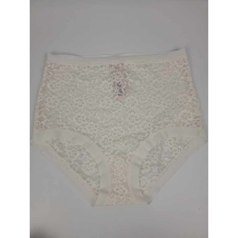 Victorias Secret Floral Lace High Waist Brief Panties Ivory White Small S